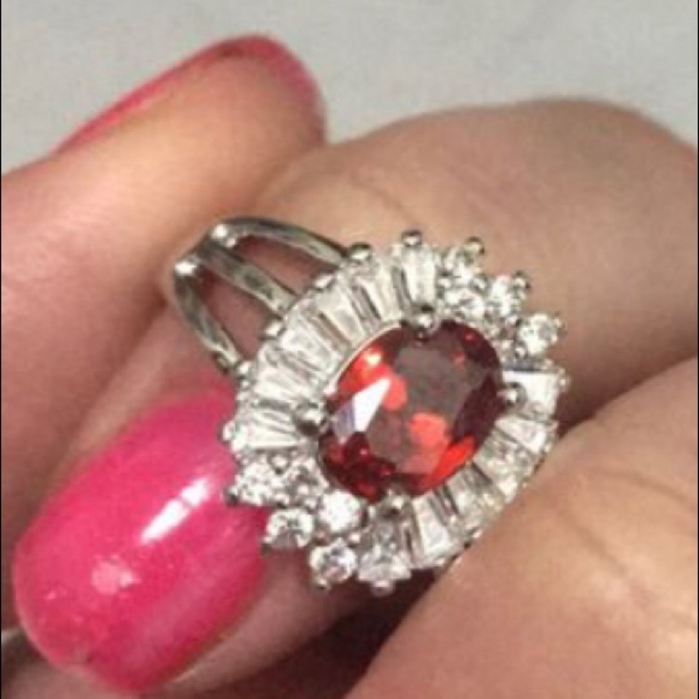 Sterling silver ruby ring